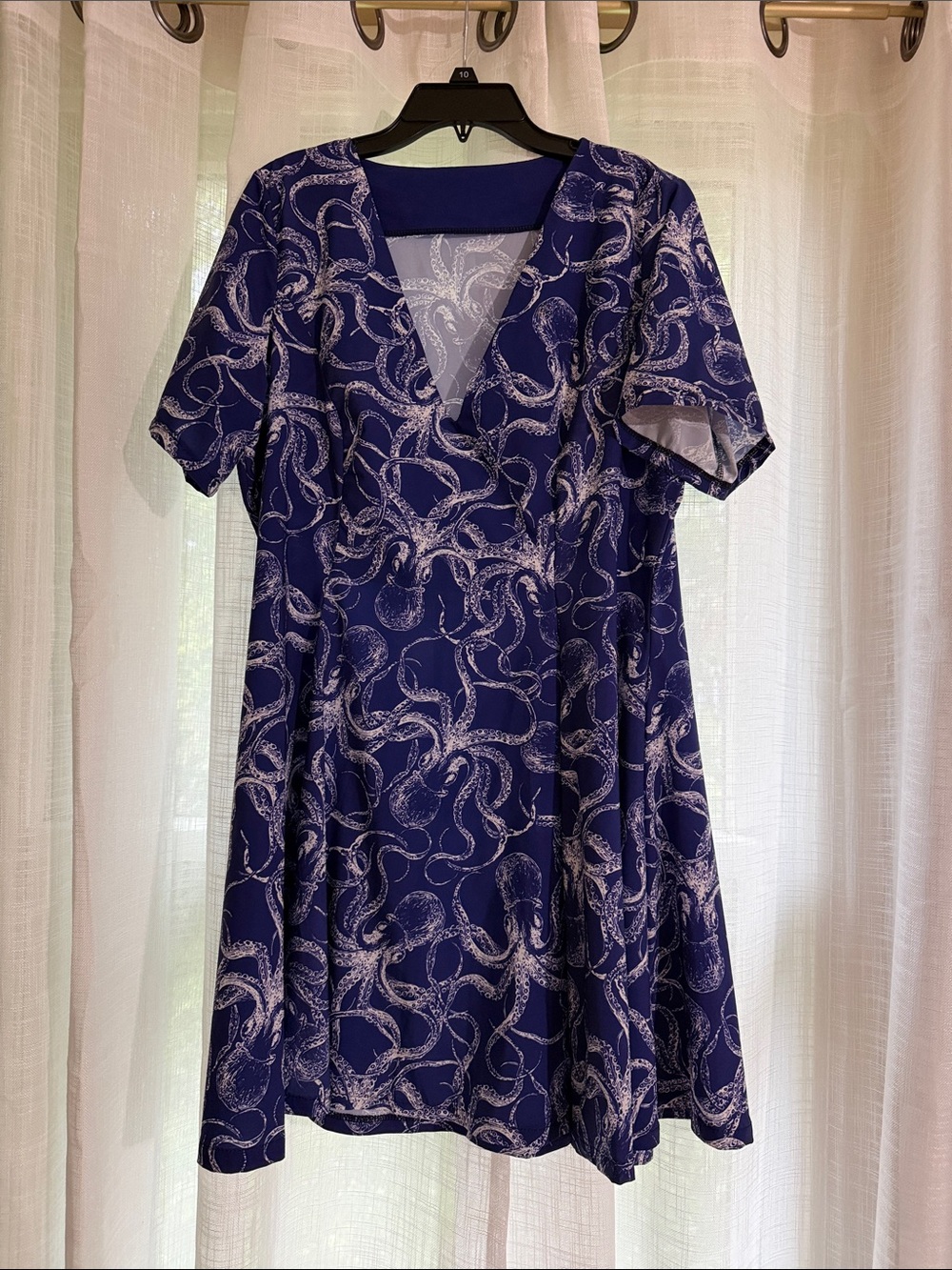 Blackmilk Navy Octopus V-Neck Short Sleeve Dress